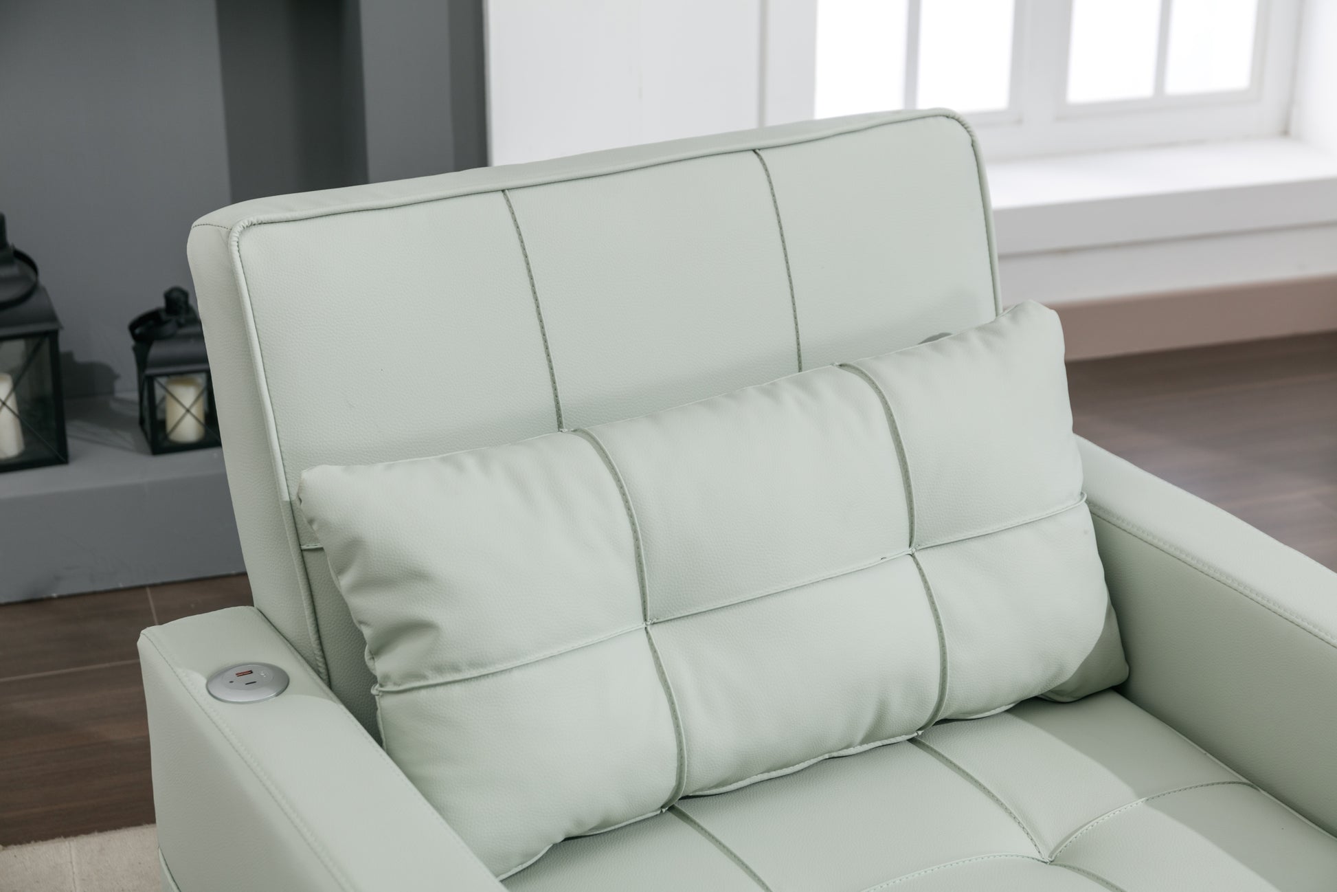 Futon Chair Bed Convertible Chair 3 In 1 Pull Out Sleeper Chair Beds With Usb Ports, Wear Resistant And Anti Scratch, Armchair Bed Sleeper For Living Room Green Leather Green Foam Leather 1 Seat