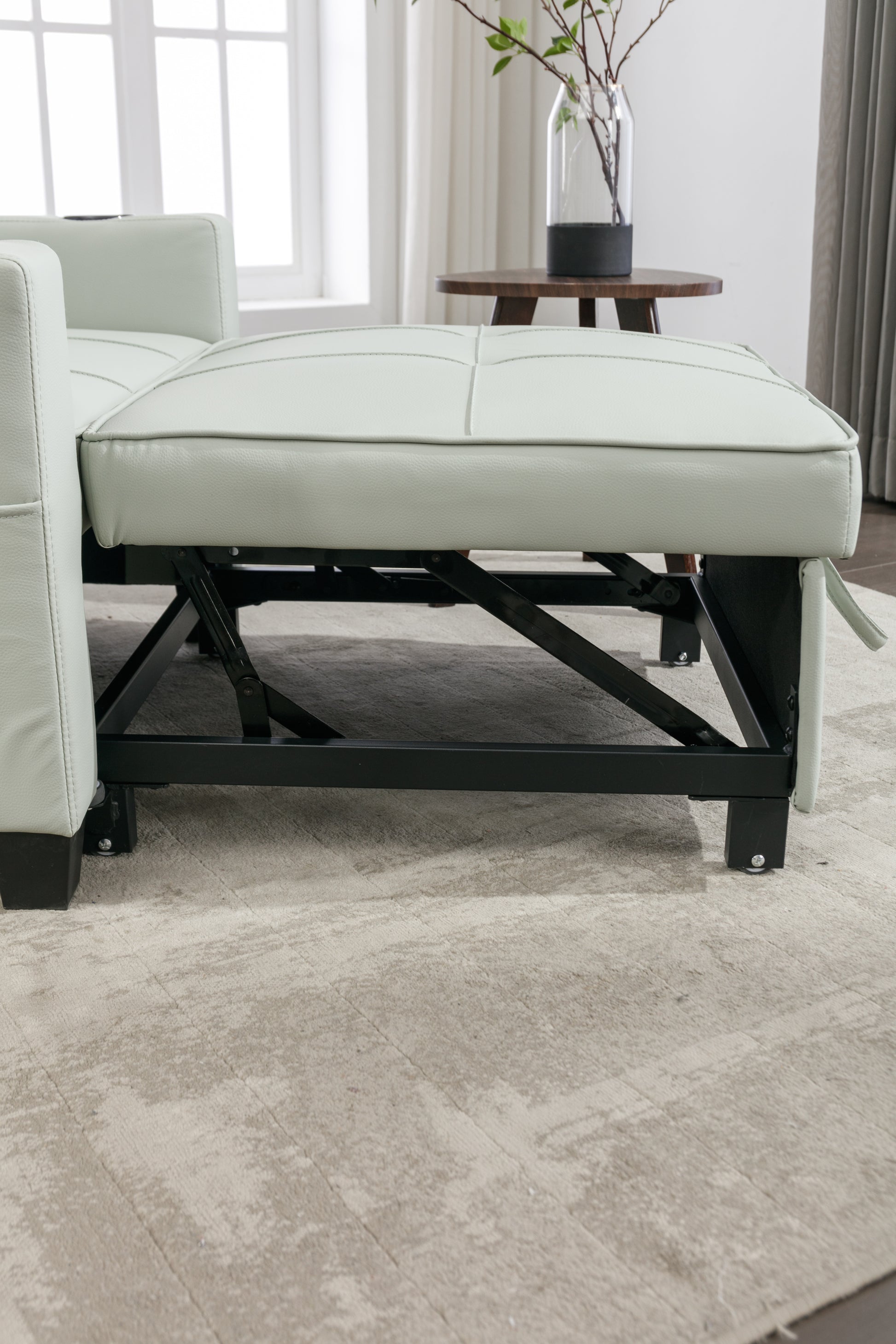 Futon Chair Bed Convertible Chair 3 In 1 Pull Out Sleeper Chair Beds With Usb Ports, Wear Resistant And Anti Scratch, Armchair Bed Sleeper For Living Room Green Leather Green Foam Leather 1 Seat