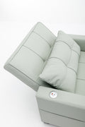 Futon Chair Bed Convertible Chair 3 In 1 Pull Out Sleeper Chair Beds With Usb Ports, Wear Resistant And Anti Scratch, Armchair Bed Sleeper For Living Room Green Leather Green Foam Leather 1 Seat