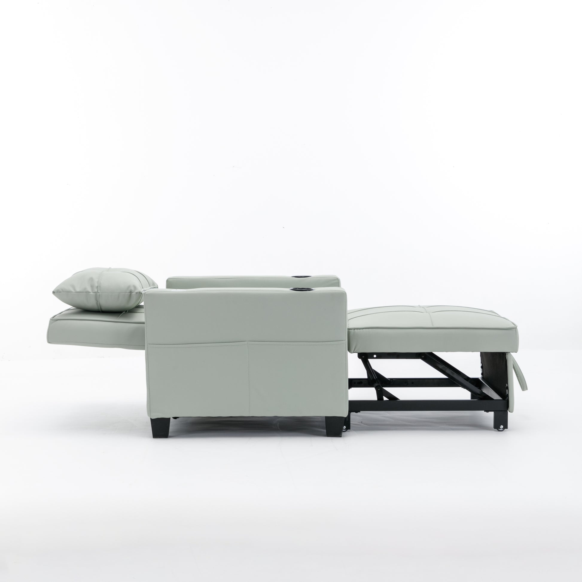 Futon Chair Bed Convertible Chair 3 In 1 Pull Out Sleeper Chair Beds With Usb Ports, Wear Resistant And Anti Scratch, Armchair Bed Sleeper For Living Room Green Leather Green Foam Leather 1 Seat