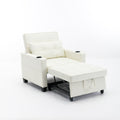Futon Chair Bed Convertible Chair 3 In 1 Pull Out Sleeper Chair Beds With Usb Ports,Wear Resistant And Anti Scratch, Armchair Bed Sleeper For Living Room White Leather White Foam Leather 1 Seat