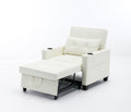 Futon Chair Bed Convertible Chair 3 In 1 Pull Out Sleeper Chair Beds With Usb Ports,Wear Resistant And Anti Scratch, Armchair Bed Sleeper For Living Room White Leather White Foam Leather 1 Seat