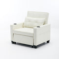 Futon Chair Bed Convertible Chair 3 In 1 Pull Out Sleeper Chair Beds With Usb Ports,Wear Resistant And Anti Scratch, Armchair Bed Sleeper For Living Room White Leather White Foam Leather 1 Seat