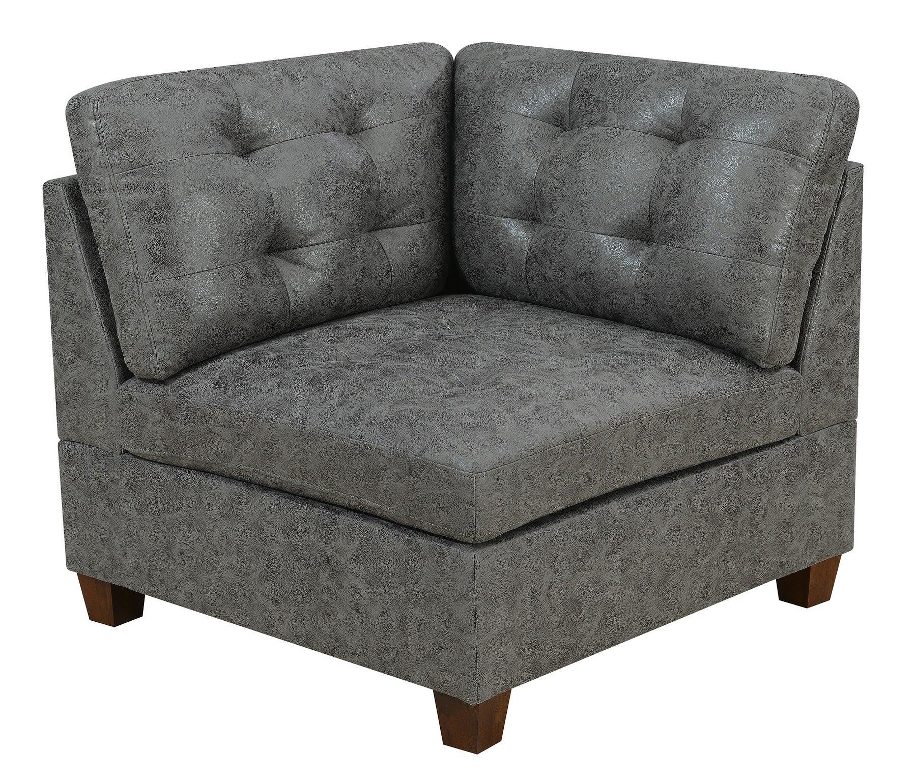Living Room Furniture Tufted Corner Wedge Antique Grey 1Pc Cushion Wedge Sofa Wooden Legs Grey Primary Living Space Contemporary,Modern Faux Leather
