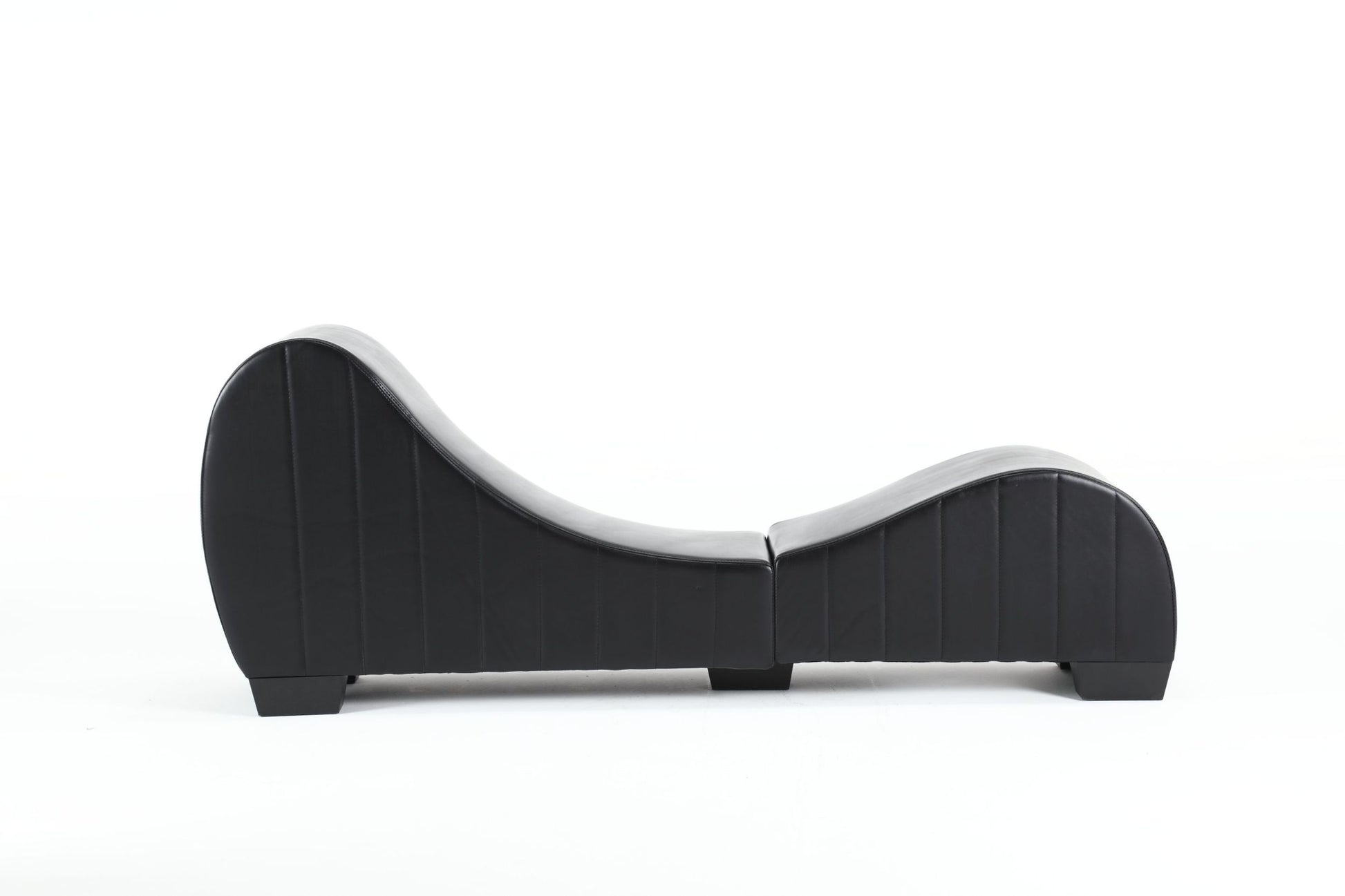 Factory Direct Yoga Chaise Lounge Collection For Stretching & Relaxation Modern Faux Leather Curved Sofa, Modern Faux Leather Curved Sofa, Living Room Bedroom Accent Black American Design Plywood Pvc