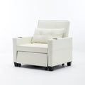 Futon Chair Bed Convertible Chair 3 In 1 Pull Out Sleeper Chair Beds With Usb Ports,Wear Resistant And Anti Scratch, Armchair Bed Sleeper For Living Room White Leather White Foam Leather 1 Seat