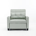 Futon Chair Bed Convertible Chair 3 In 1 Pull Out Sleeper Chair Beds With Usb Ports, Wear Resistant And Anti Scratch, Armchair Bed Sleeper For Living Room Green Leather Green Foam Leather 1 Seat