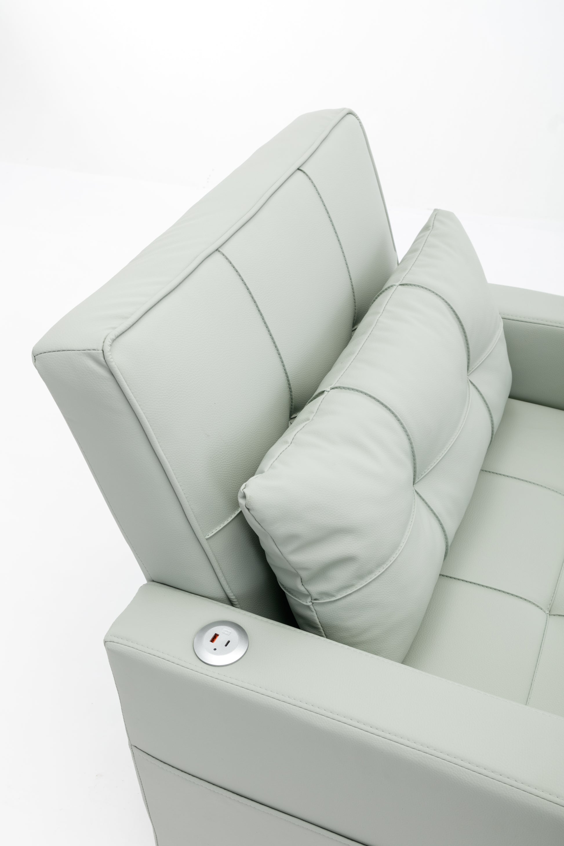 Futon Chair Bed Convertible Chair 3 In 1 Pull Out Sleeper Chair Beds With Usb Ports, Wear Resistant And Anti Scratch, Armchair Bed Sleeper For Living Room Green Leather Green Foam Leather 1 Seat