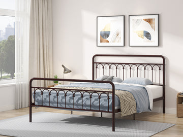 Tara Metal Bed Queen, Antique Brown Box Spring Not Required Queen Antique Brown Metal Bedroom Bed Frame Metal Metal