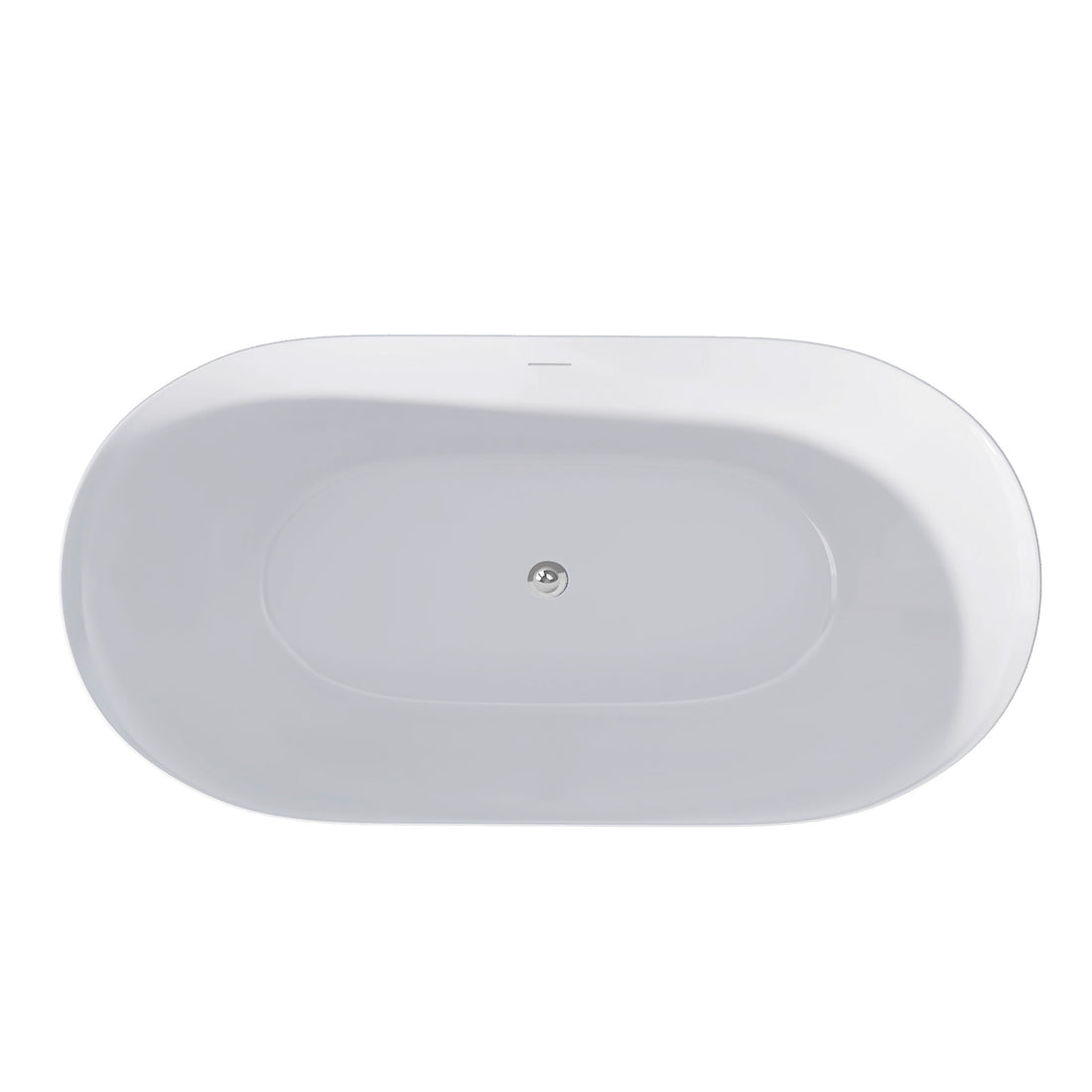 55" Acrylic Free Standing Tub Modern Oval Shape Soaking Tub Adjustable Freestanding Bathtub With Integrated Slotted Overflow And Chrome Pop Up Drain Anti Clogging Gloss White Gloss White Oval Bathroom Freestanding Tubs Polished Less Than 59 In Modern