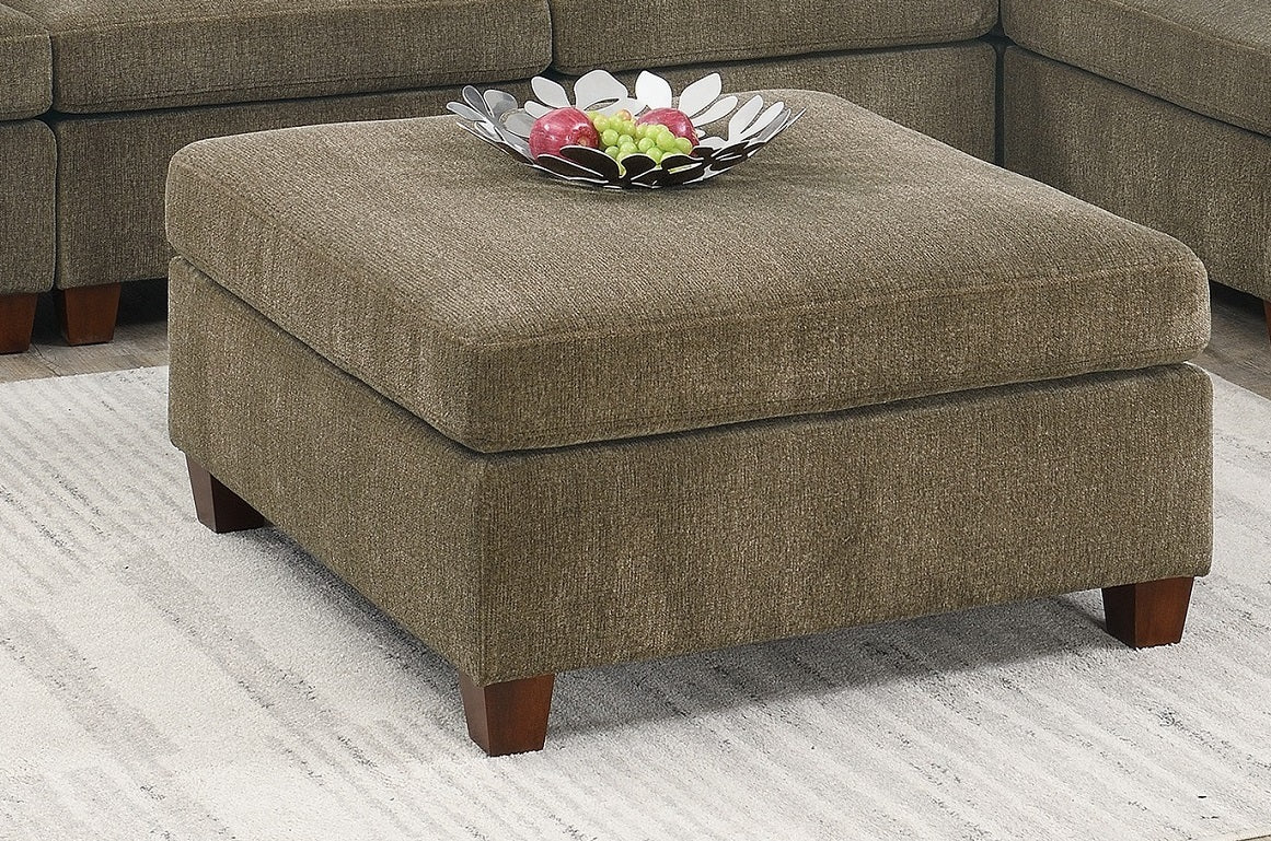 Contemporary 1Pc Ottoman Tan Color Chenille Fabric Modular Corner Wedge Sofa Living Room Furniture Tan Contemporary,Modern Rectangle Chenille