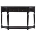 Retro Circular Curved Design Console Table With Open Style Shelf Solid Wooden Frame And Legs Two Top Drawers Espresso, Old Sku: Wf298768Aab Espresso Solid Wood