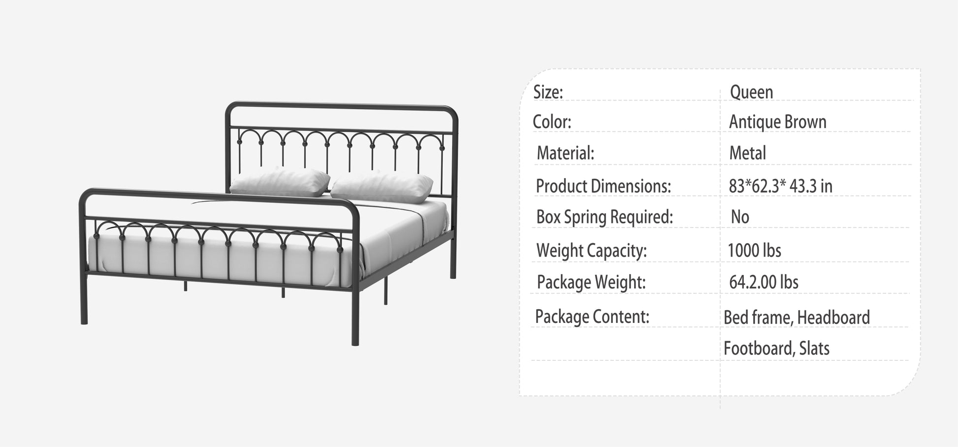 Tara Metal Bed Queen, Black Box Spring Not Required Queen Black Metal Bedroom Bed Frame Metal Metal