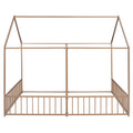 Metal Twin Size House Platform Beds, Two Shared Beds, Gold Box Spring Not Required Twin Gold Metal Bedroom Metal