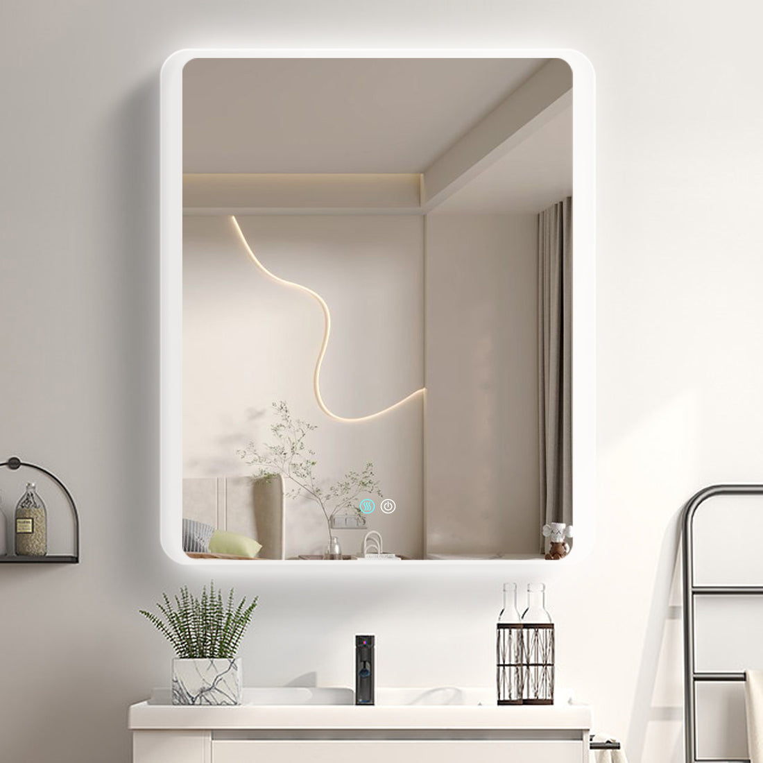 30 X 36 Led Mirror For Bathroom, Led Vanity Mirror, Adjustable 3 Color, Dimmable Vanity Mirror With Lights, Anti Fog, Touch Control Wall Mounted Bathroom Mirror,Vertical Natural Modern Glass