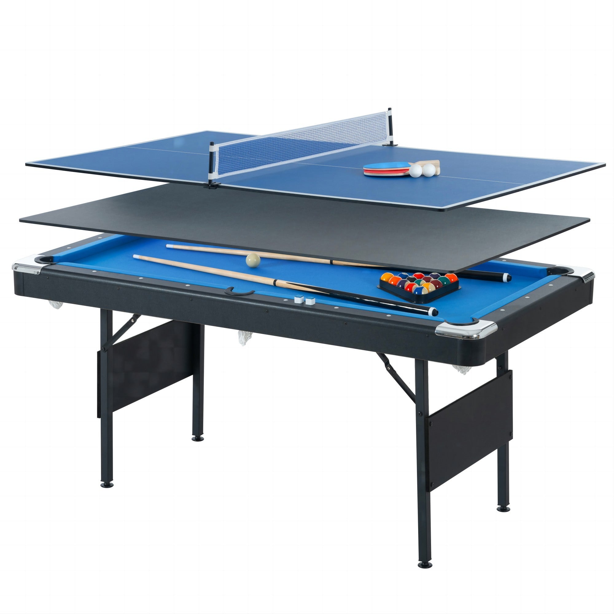 3 In 1 Game Table,Pool Table,Billiard Table,Table Games,Table Tennis, Multi Game Table,Table Games,Family Movement Balls Sports Black Blue Portable Primary Living Space American Design,European Multifunctional Mdf Mdf Steel