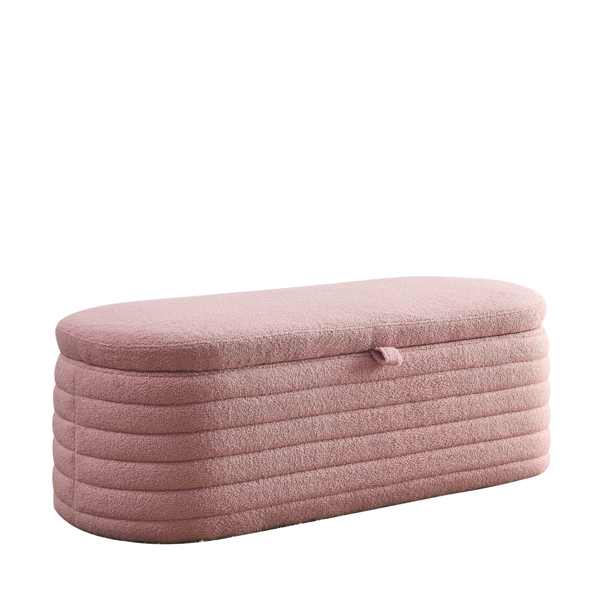 Video Welike Length 45.5 Inchesstorage Ottoman Bench Upholstered Fabric Storage Bench End Of Bed Stool With Safety Hinge For Bedroom, Living Room, Entryway, Pink Teddy. Pink Teddy Foam Fabric