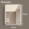 30 X 36 Led Mirror For Bathroom, Led Vanity Mirror, Adjustable 3 Color, Dimmable Vanity Mirror With Lights, Anti Fog, Touch Control Wall Mounted Bathroom Mirror,Vertical Natural Modern Glass