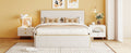 Full Size Upholstered Platform Bed With 4 Drawers And Golden Edge On The Headboard & Footboard, White Full White Upholstered