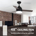 48 Inch Minimalist Straight Blade Fan Black Metal & Wood