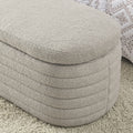 Video Welike Length 45.5 Inchesstorage Ottoman Bench Upholstered Fabric Storage Bench End Of Bed Stool With Safety Hinge For Bedroom, Living Room, Entryway, Grey Teddy. Grey Foam Fabric