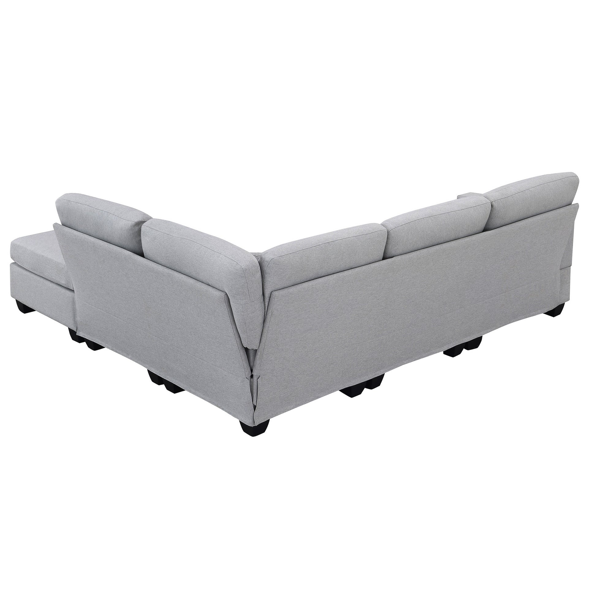 89.8*60.2" Modern Sectional Sofa,5 Seat Modular Couch Set With Convertible Ottoman,L Shape Linen Fabric Corner Couch Set With 2 Pillows For Living Room,Apartment,Office, 3 Colors Grey Linen