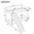 Metal Bunk Bed With Slide, Twin Over Twin, White Box Spring Not Required White Metal Bedroom Metal