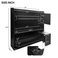 Versatile Shoe Cabinet With 3 Flip Drawers, Maximum Storage Entryway Organizer With Drawer, Free Standing Shoe Rack With Pull Down Seat For Hallway, Black Freestanding 3 4 Drawers Black Primary Living Space Adjustable Shelves Particle Board