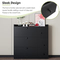 Versatile Shoe Cabinet With 3 Flip Drawers, Maximum Storage Entryway Organizer With Drawer, Free Standing Shoe Rack With Pull Down Seat For Hallway, Black Freestanding 3 4 Drawers Black Primary Living Space Adjustable Shelves Particle Board