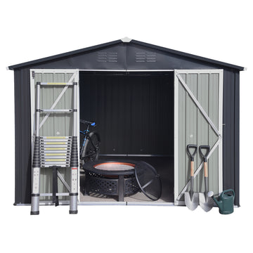 Metal Garden Sheds 6Ftx8Ft Outdoor Dark Grey Dark Grey Metal