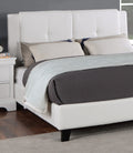 Queen Size Bed 1Pc Bed Set White Faux Leather Upholstered Tufted Bed Frame Headboard Bedroom Furniture Box Spring Not Required Queen White Wood Bedroom Modern,Transitional Pine Bed Frame Faux