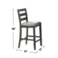 5 Piece Counter Height Dining Set In Grey Grey Ladder Back Seats 4 Dining Room 4 Leg Square Mdf