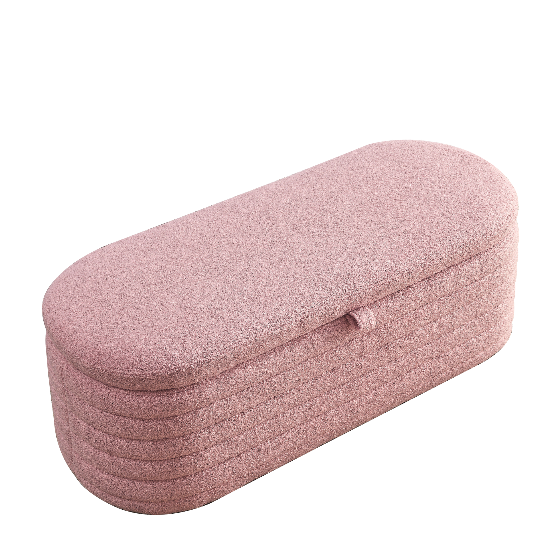 Video Welike Length 45.5 Inchesstorage Ottoman Bench Upholstered Fabric Storage Bench End Of Bed Stool With Safety Hinge For Bedroom, Living Room, Entryway, Pink Teddy. Pink Teddy Foam Fabric