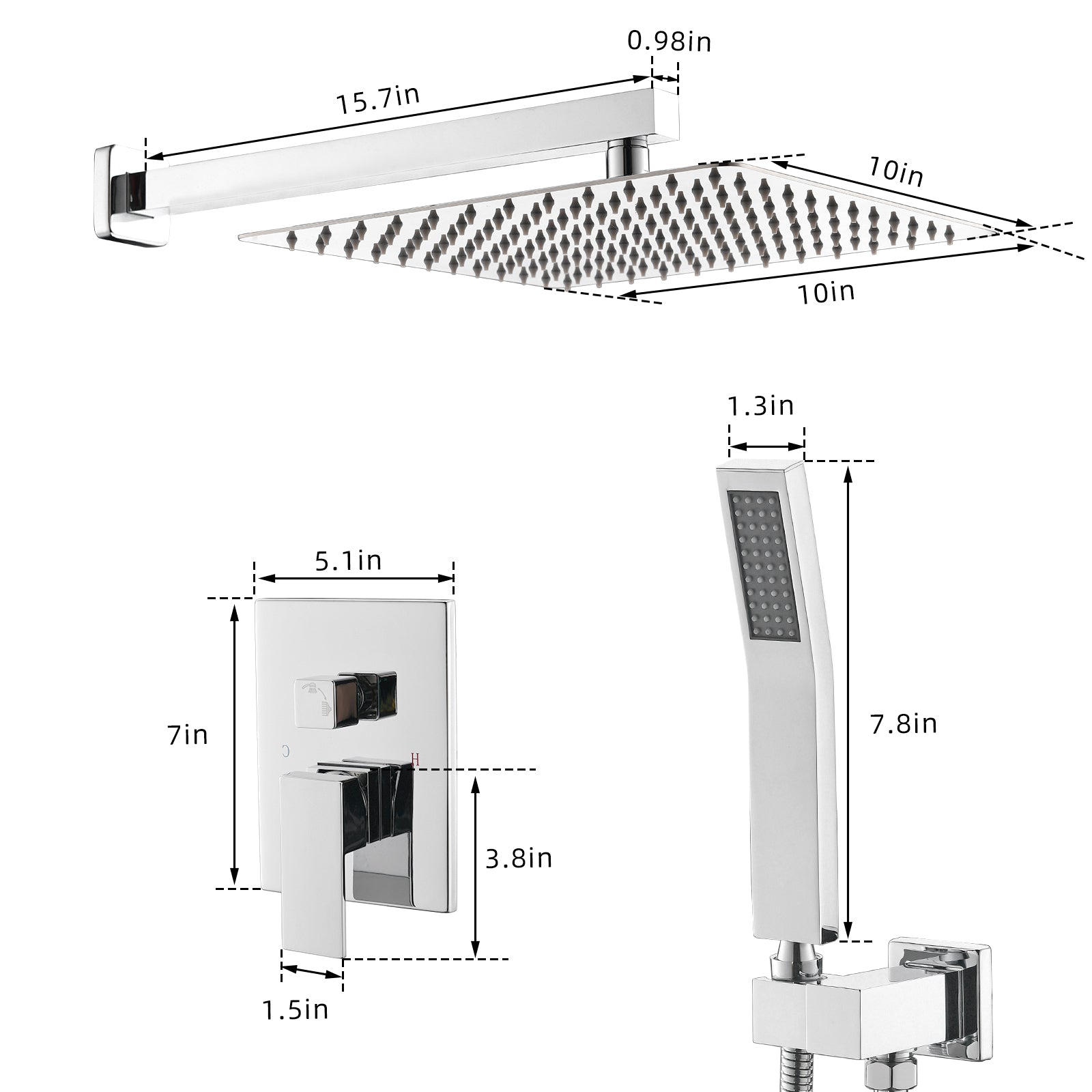 Bathroom Luxury Rain Mixer Combo Set Wall Mounted Rainfall Shower Head System Polished Chrome, Contain Faucet Rough In Valve Body And Trim Bathroom Joystick Claw Foot Tub Faucets One Chrome Pull Out Wall Mounted Cartridge Valve Wall Mounted Faucets