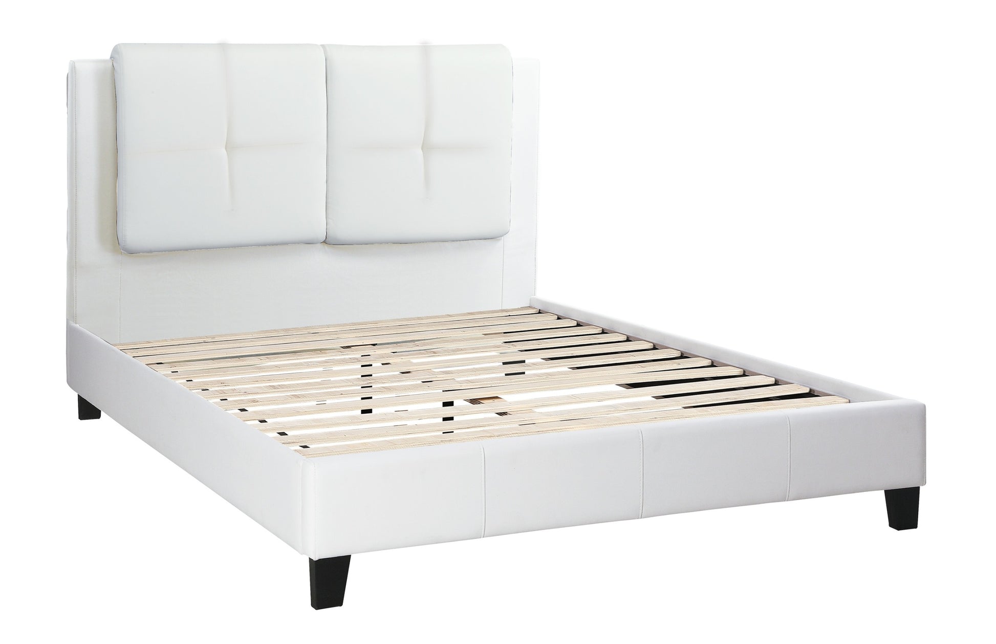 Eastern King Size Bed 1Pc Bed Set White Faux Leather Upholstered Tufted Bed Frame Headboard Bedroom Furniture Box Spring Not Required King White Wood Bedroom Modern,Transitional Pine Bed Frame Faux Leather Particle Board