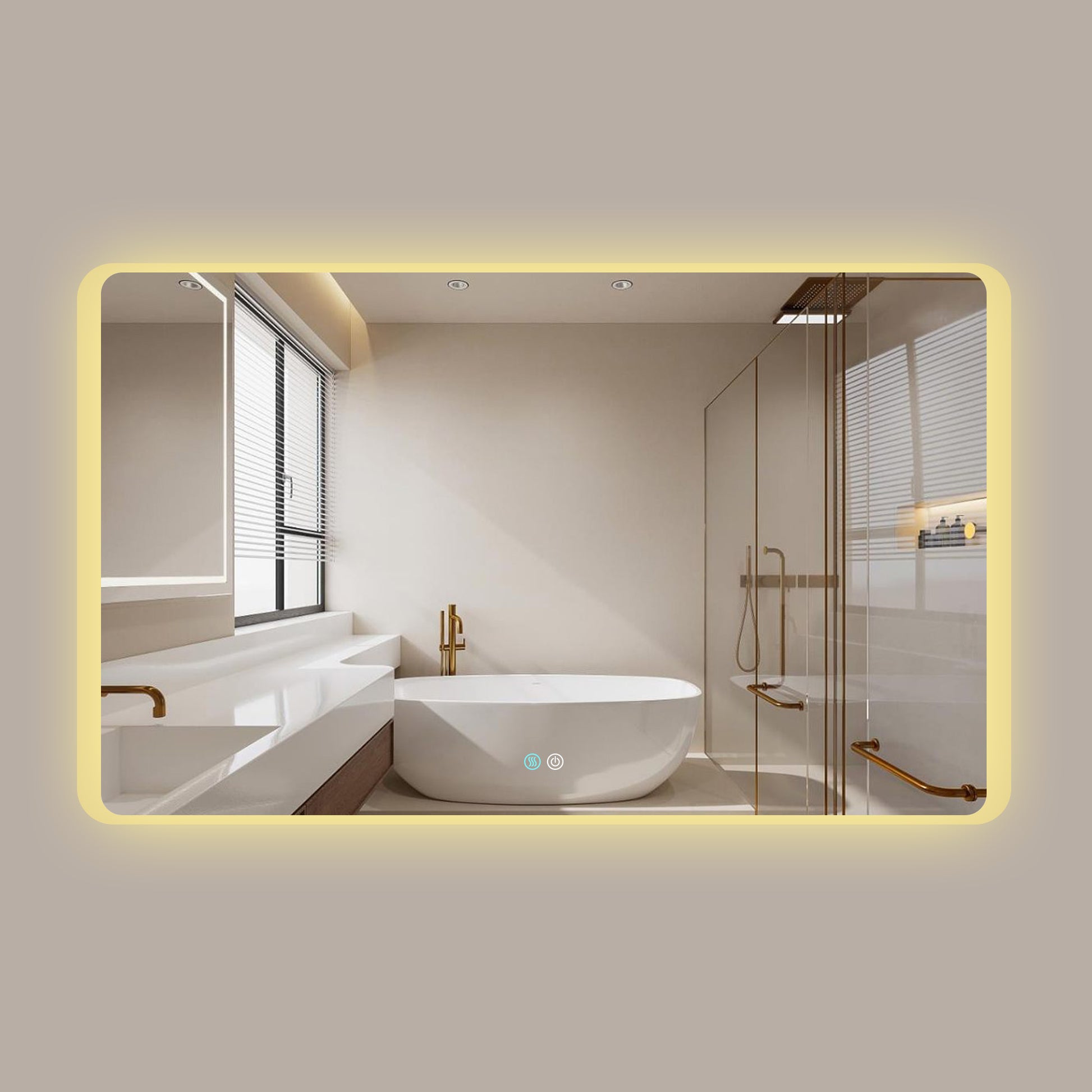 60 X 36 Led Mirror For Bathroom, Led Vanity Mirror, Adjustable 3 Color, Dimmable Vanity Mirror With Lights, Anti Fog, Touch Control Wall Mounted Bathroom Mirror,Vertical Natural Modern Glass