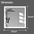 36 X 36 Led Mirror For Bathroom, Led Vanity Mirror, Adjustable 3 Color, Dimmable Vanity Mirror With Lights, Anti Fog, Touch Control Wall Mounted Bathroom Mirror,Vertical Natural Modern Glass