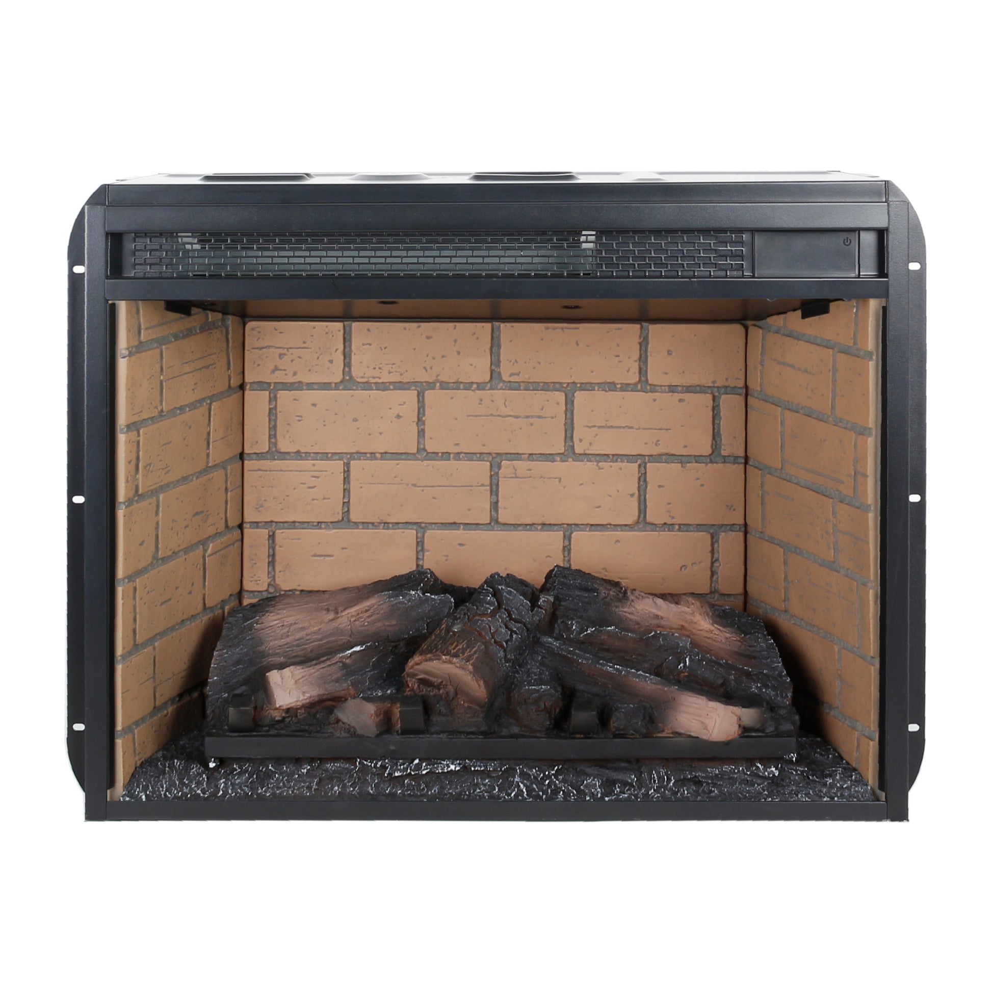 23 Inch Infrared Quartz Heater Fireplace Insert Woodlog Version With Brick Powder Coated Electric Antique Black Vent Free Primary Living Space Yes Insert Tempered Glass Sheet Metal Plastic Electric