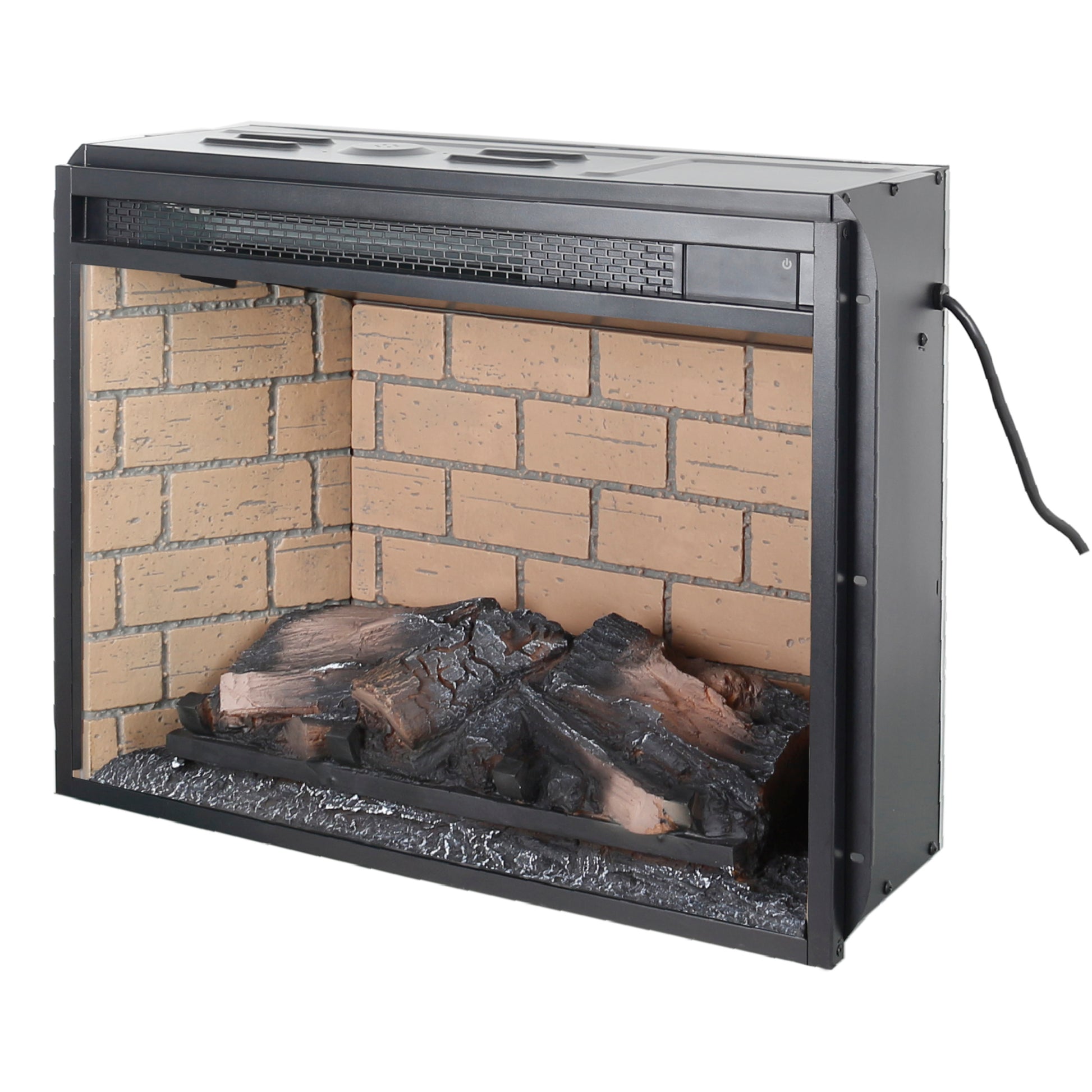 23 Inch Infrared Quartz Heater Fireplace Insert Woodlog Version With Brick Powder Coated Electric Antique Black Vent Free Primary Living Space Yes Insert Tempered Glass Sheet Metal Plastic Electric
