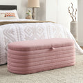 Video Welike Length 45.5 Inchesstorage Ottoman Bench Upholstered Fabric Storage Bench End Of Bed Stool With Safety Hinge For Bedroom, Living Room, Entryway, Pink Teddy. Pink Teddy Foam Fabric