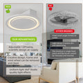 22Inch Modern Leafless Ceiling Fan With Remote Control Removable And Washable, Reversible Motor White Modern Iron