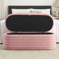 Video Welike Length 45.5 Inchesstorage Ottoman Bench Upholstered Fabric Storage Bench End Of Bed Stool With Safety Hinge For Bedroom, Living Room, Entryway, Pink Teddy. Pink Teddy Foam Fabric