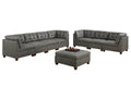 Living Room Furniture Antique Grey Modular Sofa Set 8Pc Set Tufted Couch 4X Corner Wedge 3X Armless Chairs And 1X Ottoman Antique Gray Wood Primary Living Space Tufted Back Contemporary,Modern,Transitional Modular Faux Leather 8 Seat