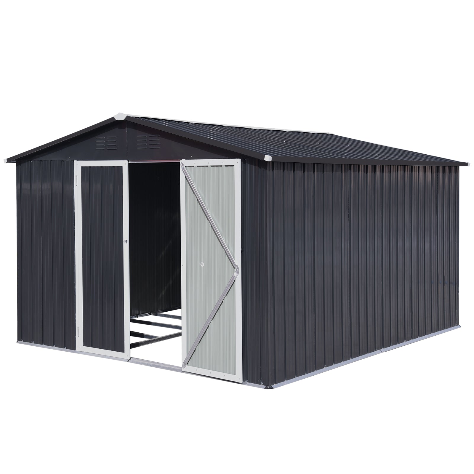 Metal Garden Sheds 6Ftx8Ft Outdoor Dark Grey Dark Grey Metal