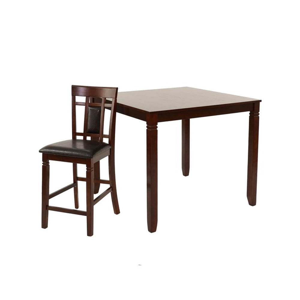 5 Piece Counter Height Dining Set In Dark Brown Dark Brown Seats 4 Fixed Table 4 Leg Square Dining Table With Chair Particle Board