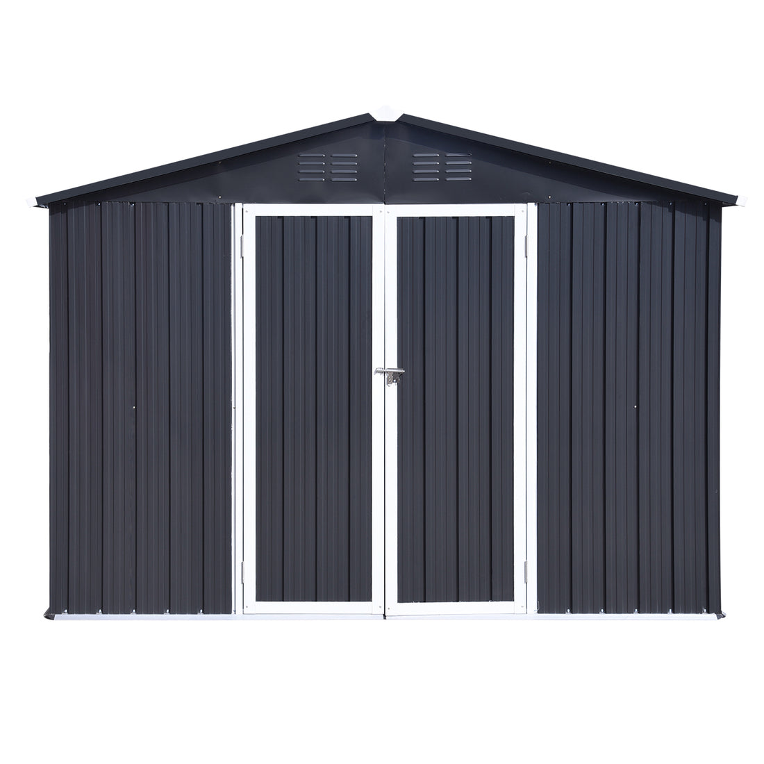 Metal Garden Sheds 6Ftx8Ft Outdoor Dark Grey Dark Grey Metal