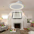 22Inch Modern Leafless Ceiling Fan With Remote Control Removable And Washable, Reversible Motor White Modern Iron