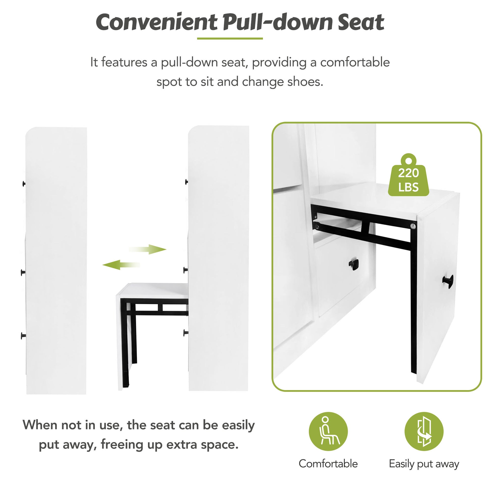 Versatile Shoe Cabinet With 3 Flip Drawers, Maximum Storage Entryway Organizer With Drawer, Free Standing Shoe Rack With Pull Down Seat For Hallway, White Freestanding 3 4 Drawers White Primary Living Space Adjustable Shelves Particle Board