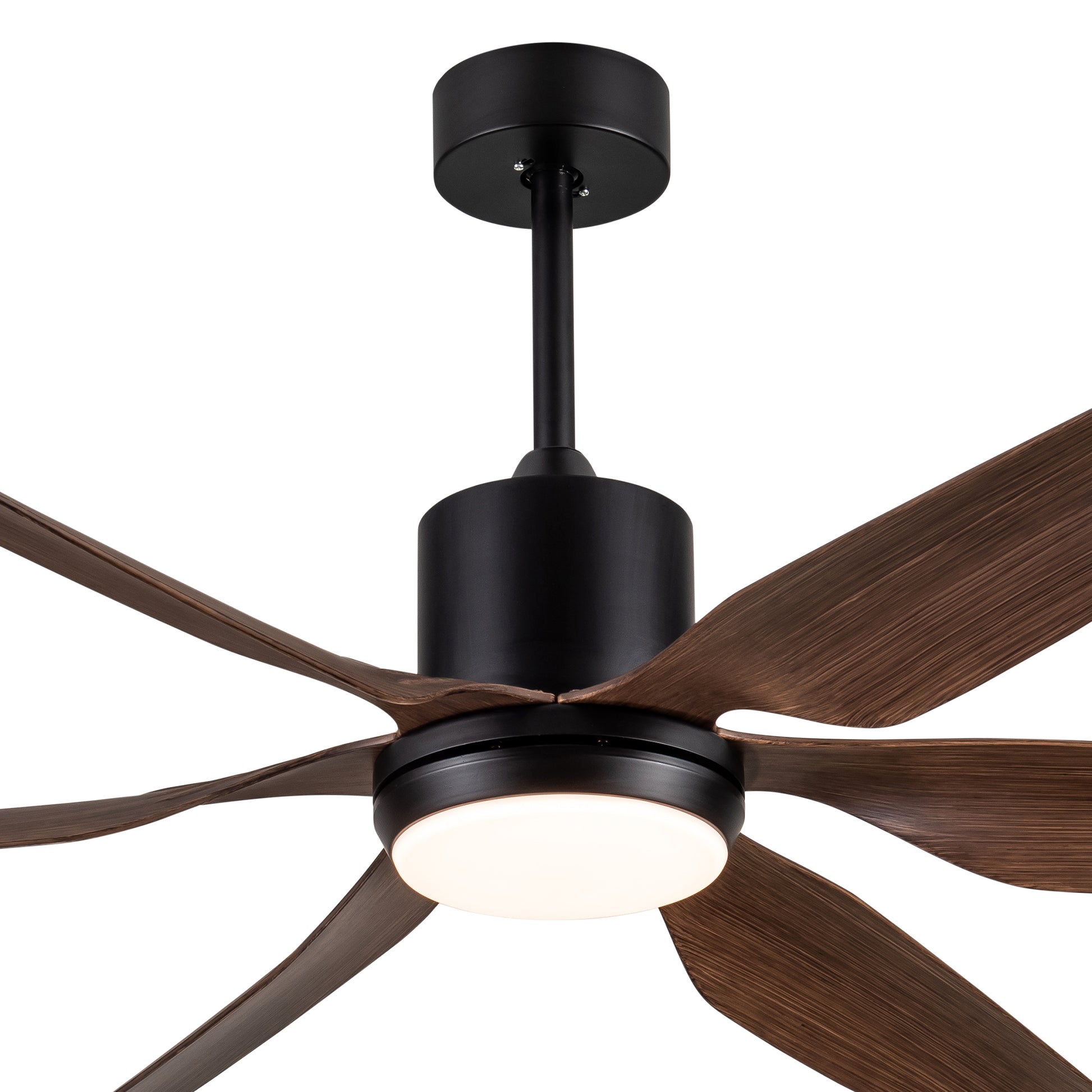 66" Vintage Ceiling Fan Lighting With Brown Blades In Integrated Led Black Brown Abs