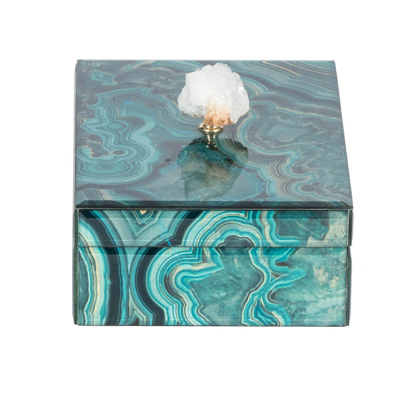 10" X 7" X 5" Bethany Marbled Jewelry Box, Stackable Decorative Storage Boxes With Lids Colorful Mdf Glass